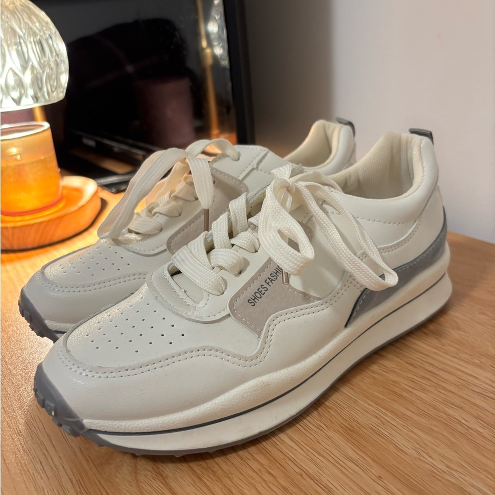 SHEIN White and Gray Athletic Shoes